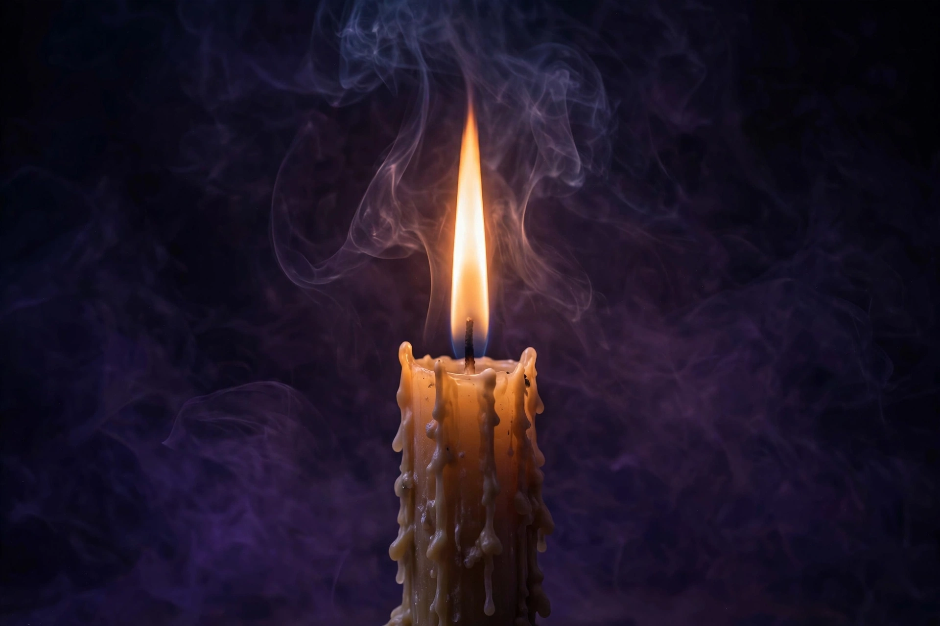 Cord cutting ritual complete — steady candle flame symbolizing release