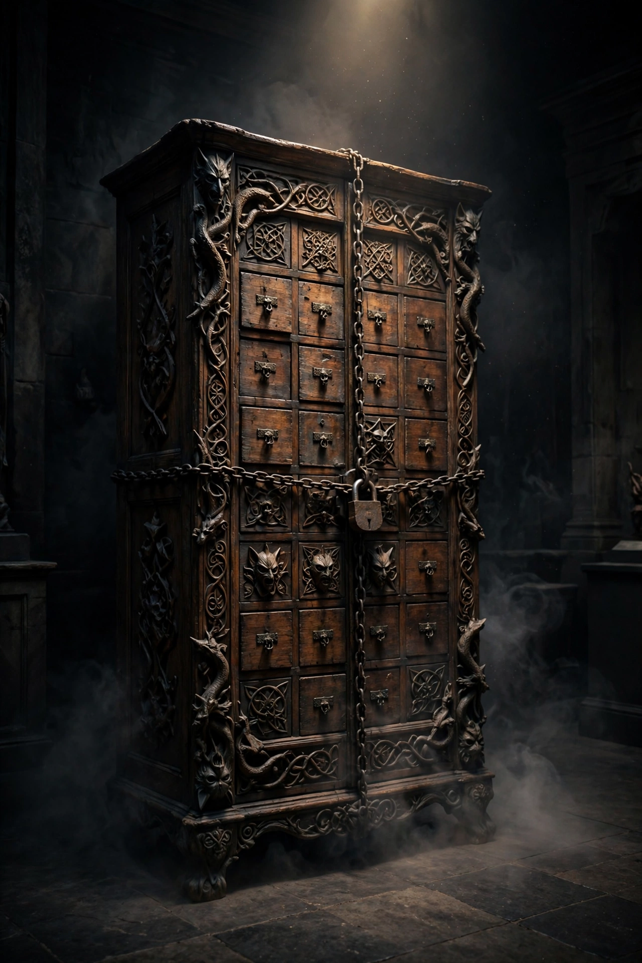 The Dybbuk Box wine cabinet at the Haunted Museum