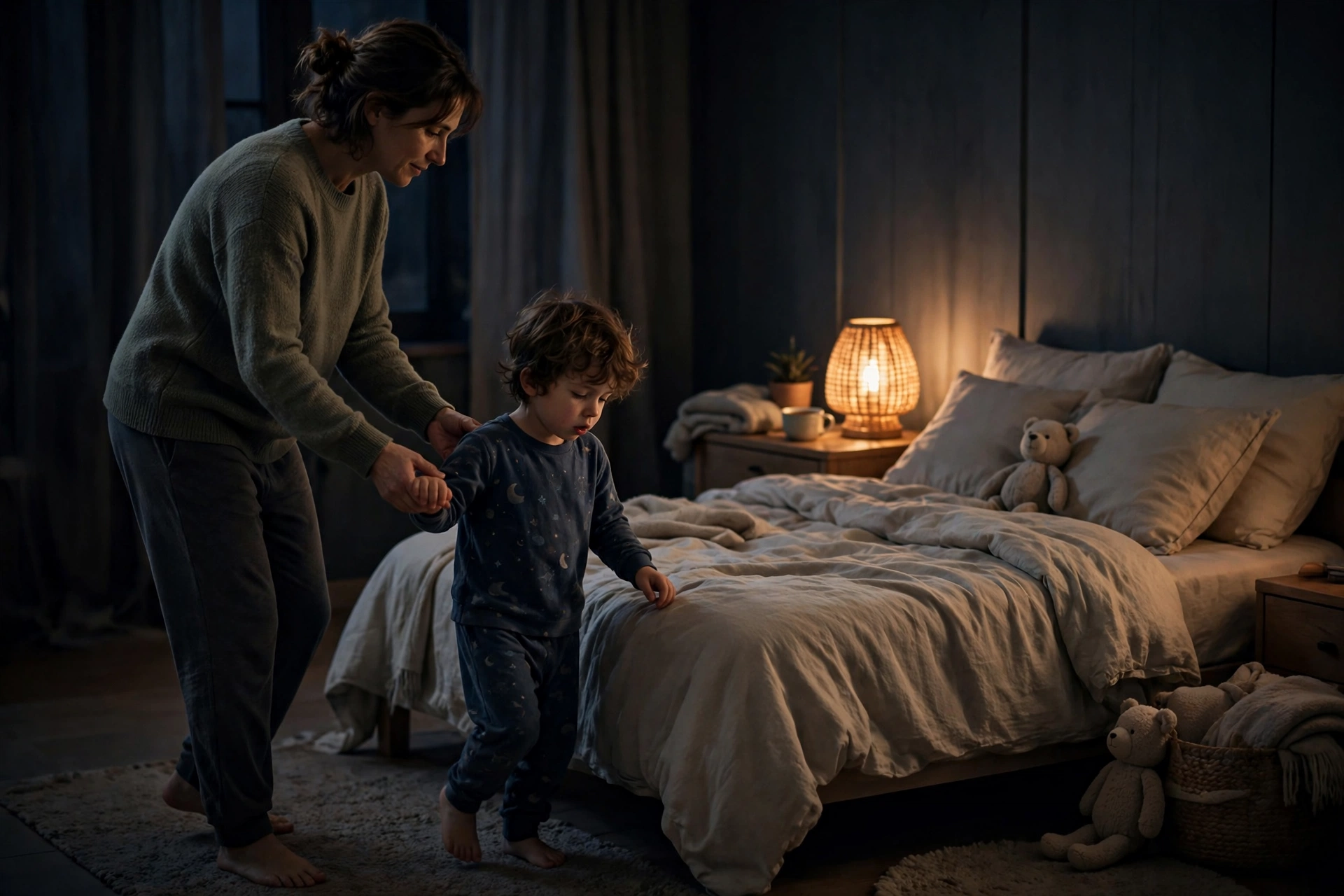 Guiding a sleepwalker safely back to bed at night