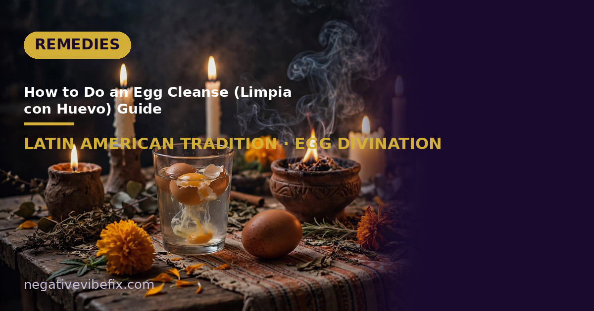 How to do an egg cleanse: limpia con huevo ritual setup with egg, water glass and candles