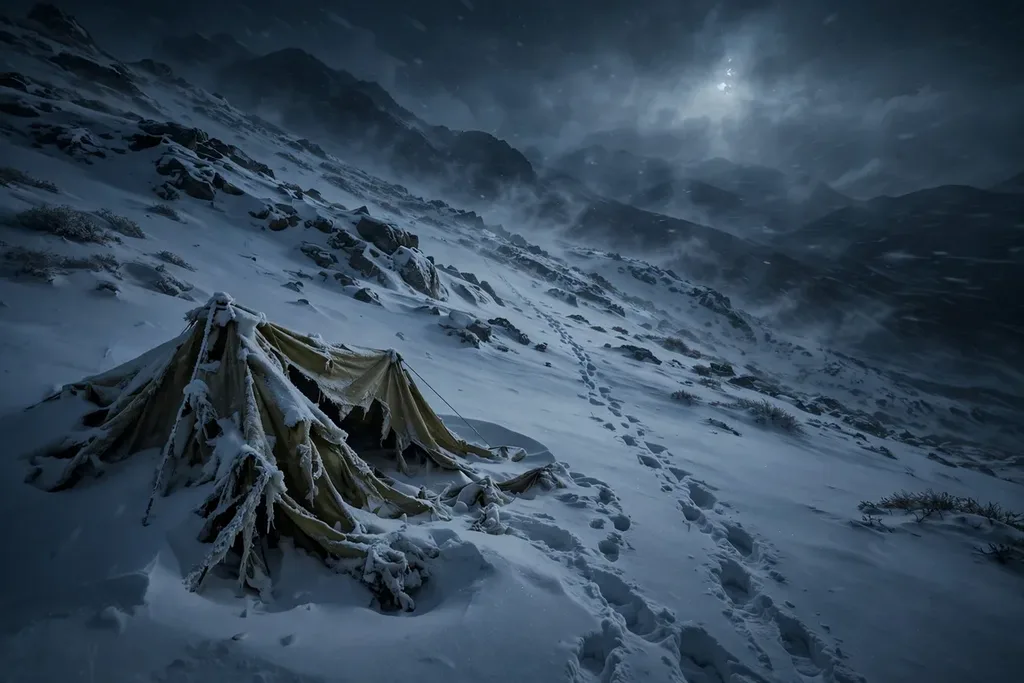 Snowy mountain pass in the Urals, linked to the Dyatlov Pass incident