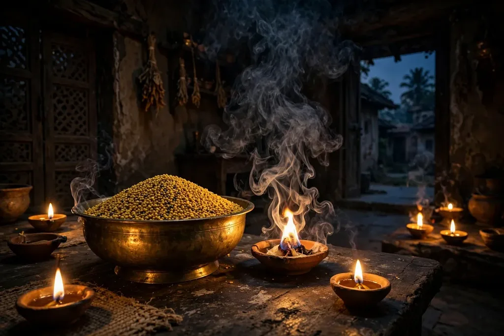 Yellow mustard seeds (peeli sarson) used in a traditional remedy