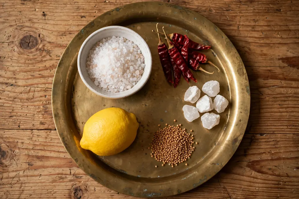 Evil eye removal methods compared — salt, chillies, camphor and lemon on a brass plate (scene illustration)