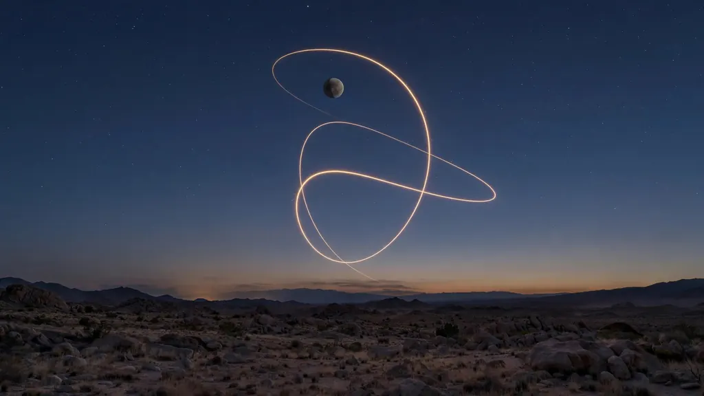 Mercury retrograde dates — the planet's apparent loop across the sky (scene illustration)