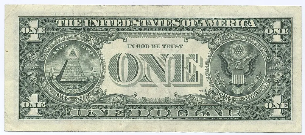 Pyramid on the dollar bill — reverse of the US one-dollar note