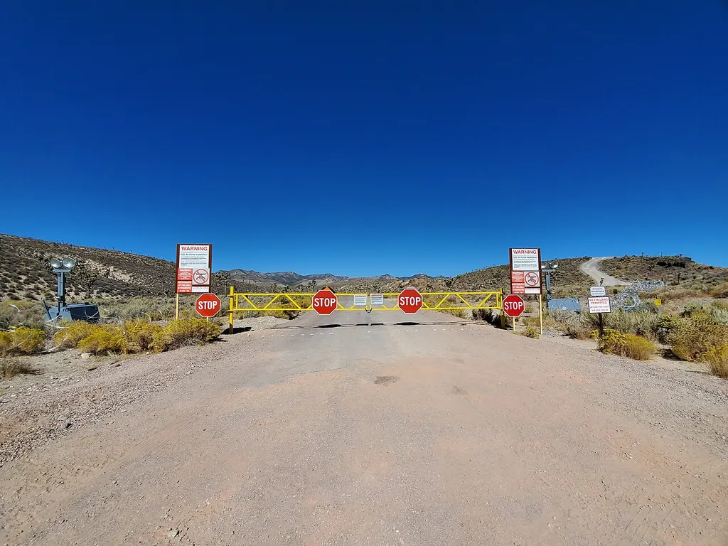 Area 51 main gate — the closest visitors can legally get to the base