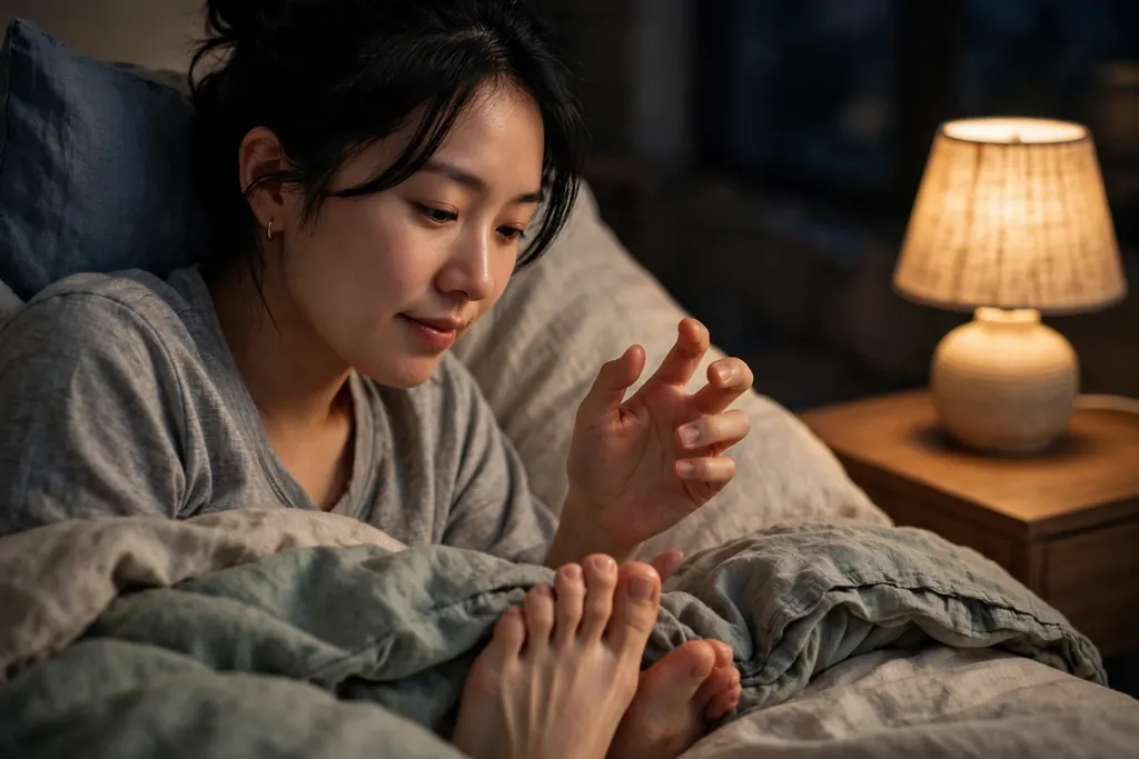 How to stop sleep paralysis — wiggling fingers and toes to break the episode (scene illustration)