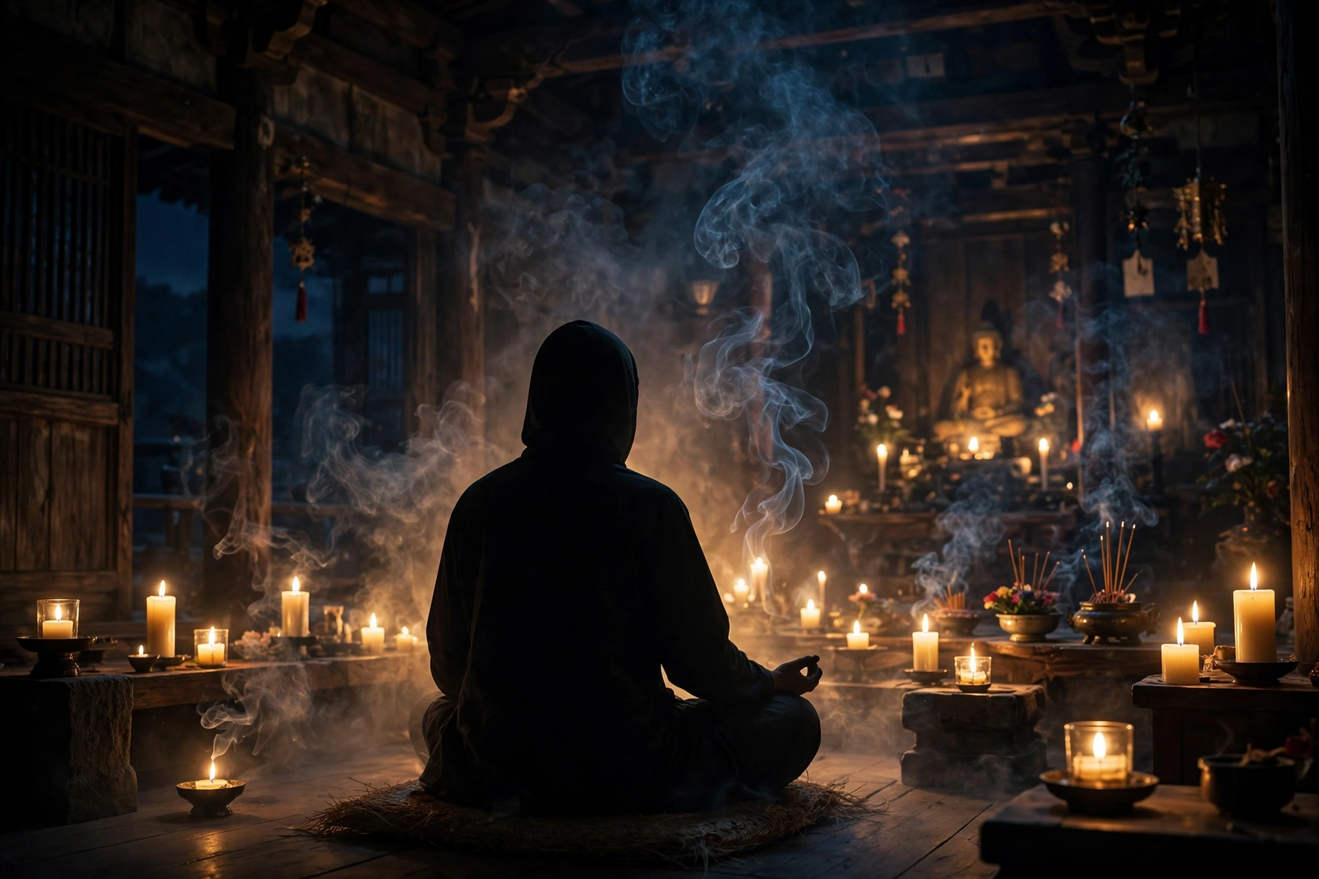 protection prayers against evil buddhist metta loving kindness candles temple night